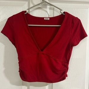 garage red cropped tee